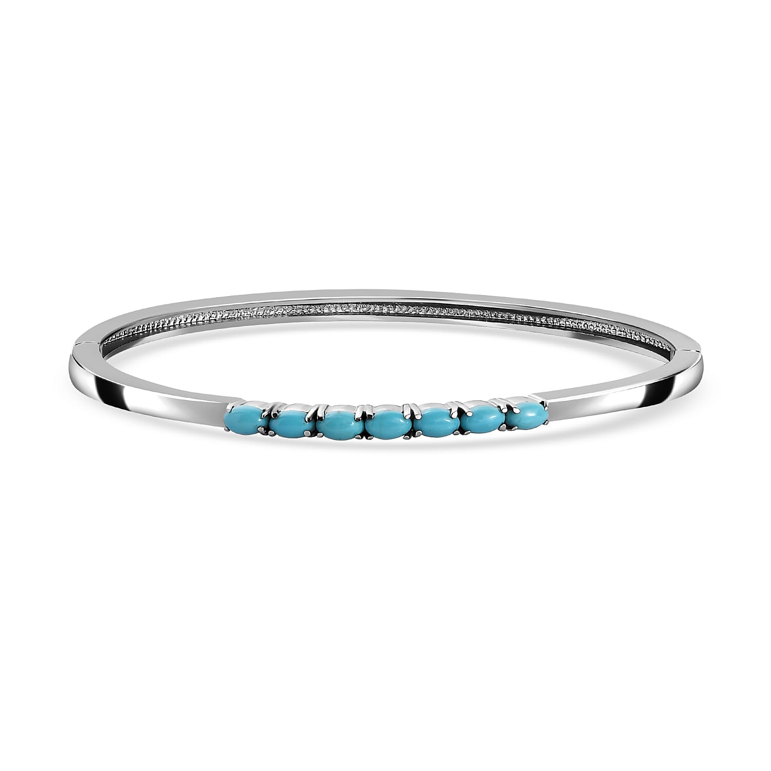 Sleeping Beauty Turquoise Bangle (Size 7.5) Stainless Steel 1.722 Ct.