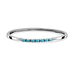 Sleeping Beauty Turquoise Bangle (Size 7.5) Stainless Steel 1.722 Ct.