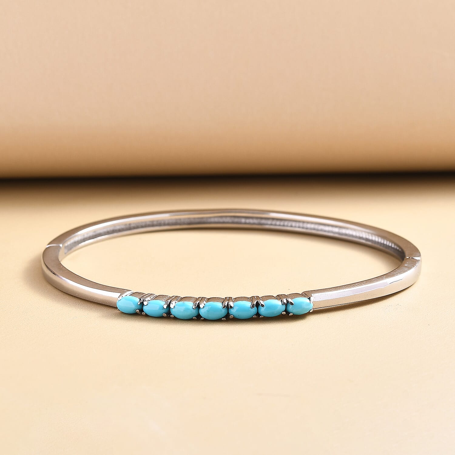 Sleeping Beauty Turquoise Bangle (Size 7.5) Stainless Steel 1.722 Ct.
