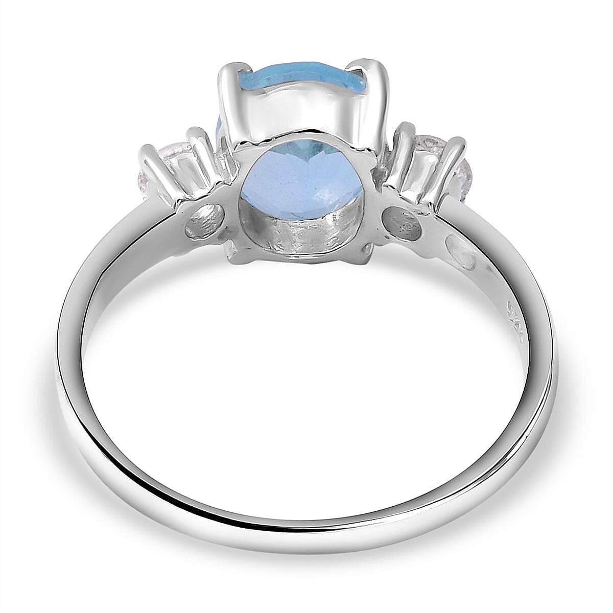 Skyblue Topaz and White Topaz Ring in Sterling Silver 2.03 Ct.