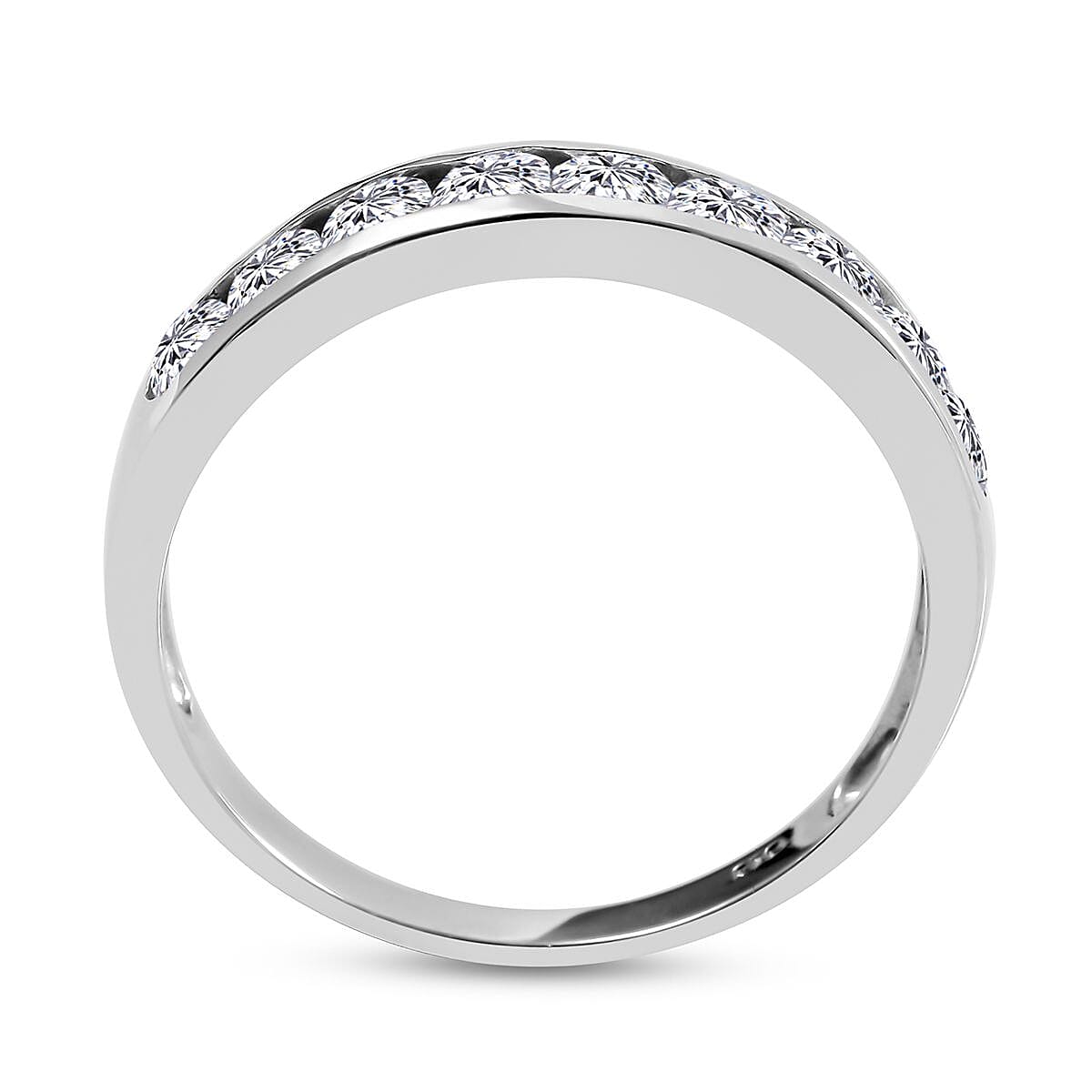 Moissanite Half Eternity Ring in Sterling Silver