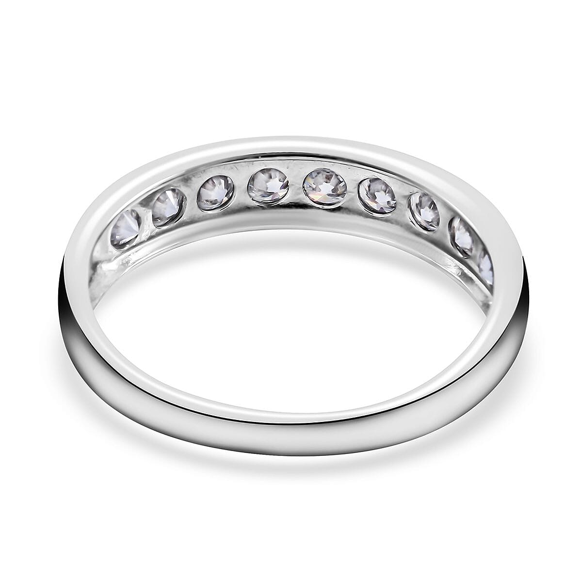 Moissanite Half Eternity Ring in Sterling Silver