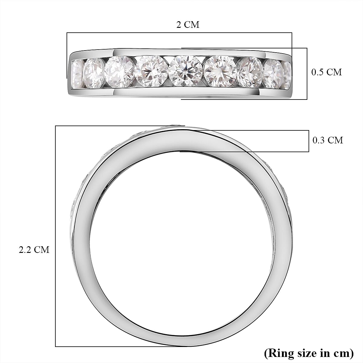 Moissanite Half Eternity Ring in Sterling Silver