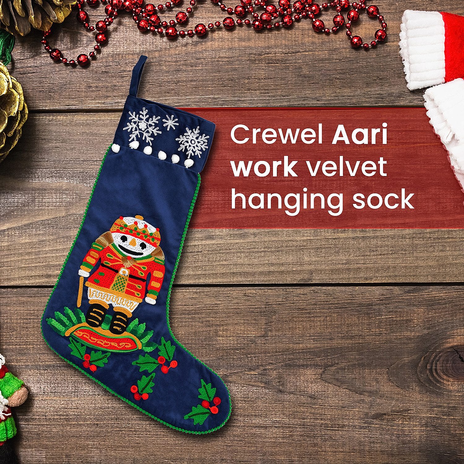 Hanging Decoration (Size 18x48x1 cm) - Red Wine & Blue