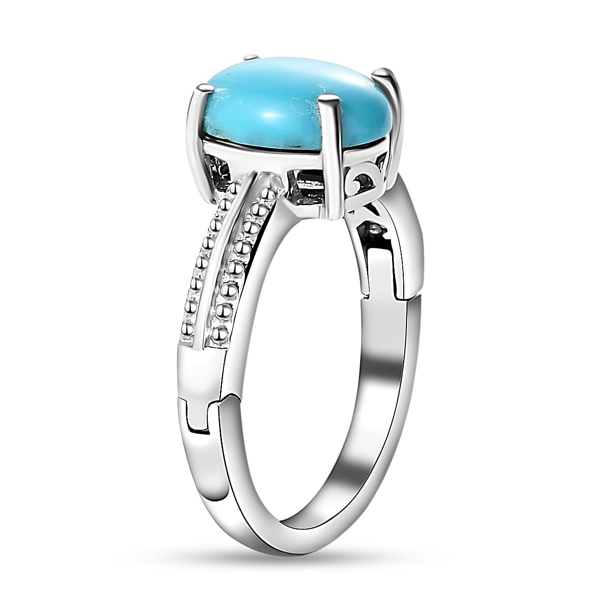 Arizona Sleeping Beauty Turquoise Openable Ring in Platinum Overlay Sterling Silver 2.26 Ct.