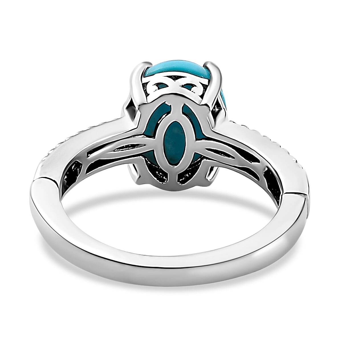 Arizona Sleeping Beauty Turquoise Openable Ring in Platinum Overlay Sterling Silver 2.26 Ct.