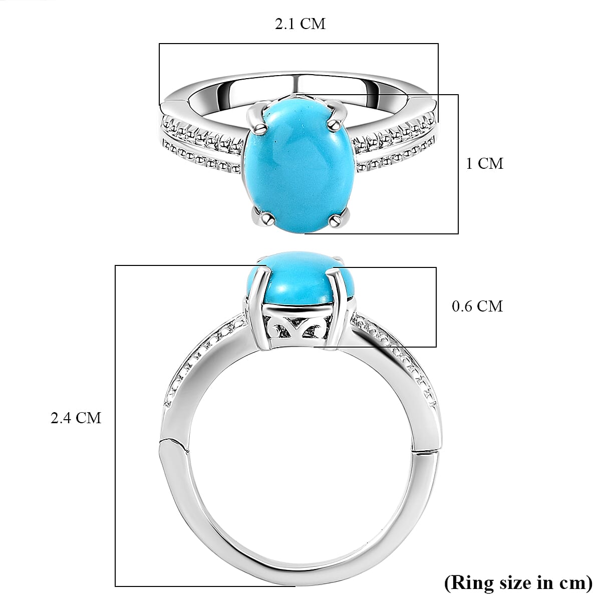 Arizona Sleeping Beauty Turquoise Openable Ring in Platinum Overlay Sterling Silver 2.26 Ct.