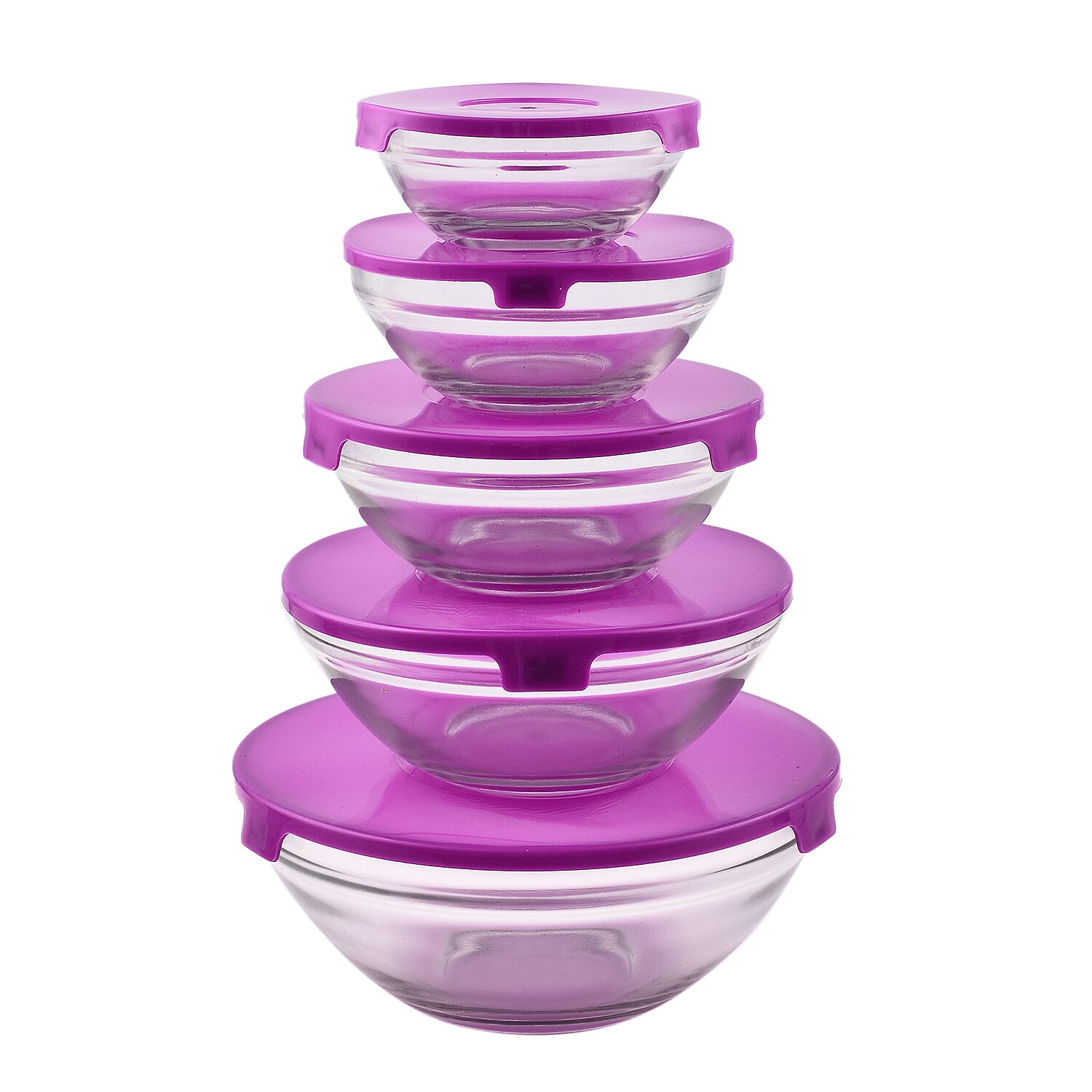 Set of Five Glass Storage Bowls