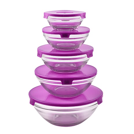 Set of Five Glass Storage Bowls