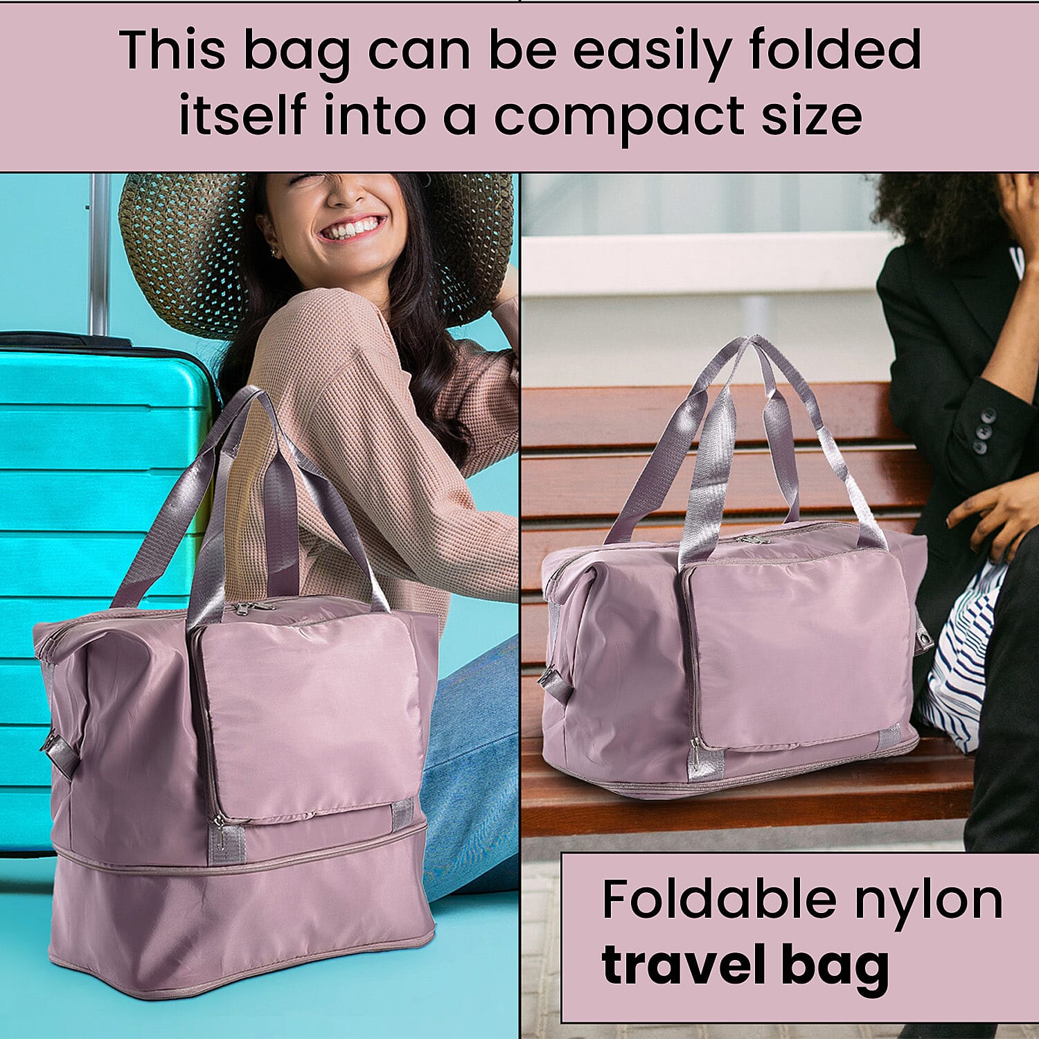 Foldable Waterproof Travel Bag - Dusky Pink