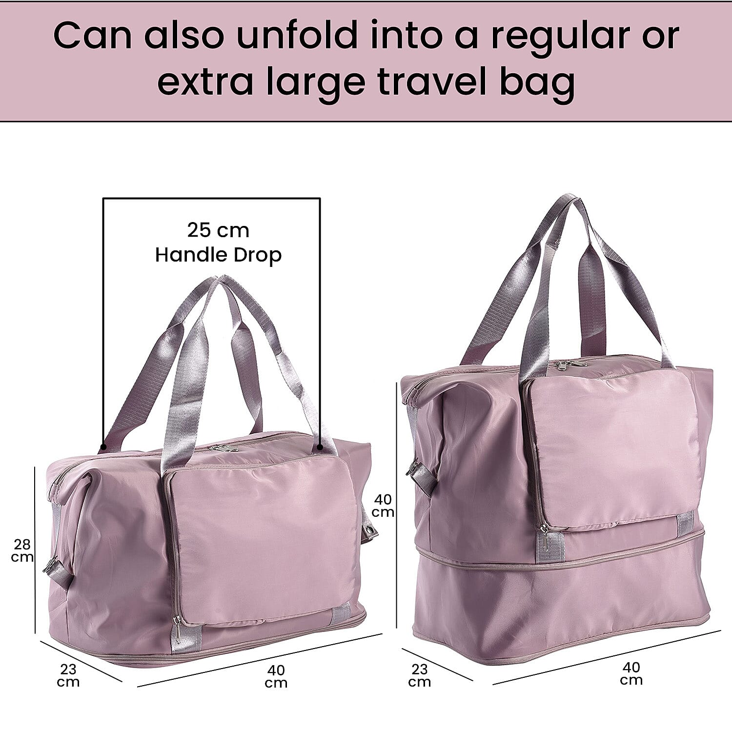 Foldable Waterproof Travel Bag - Dusky Pink