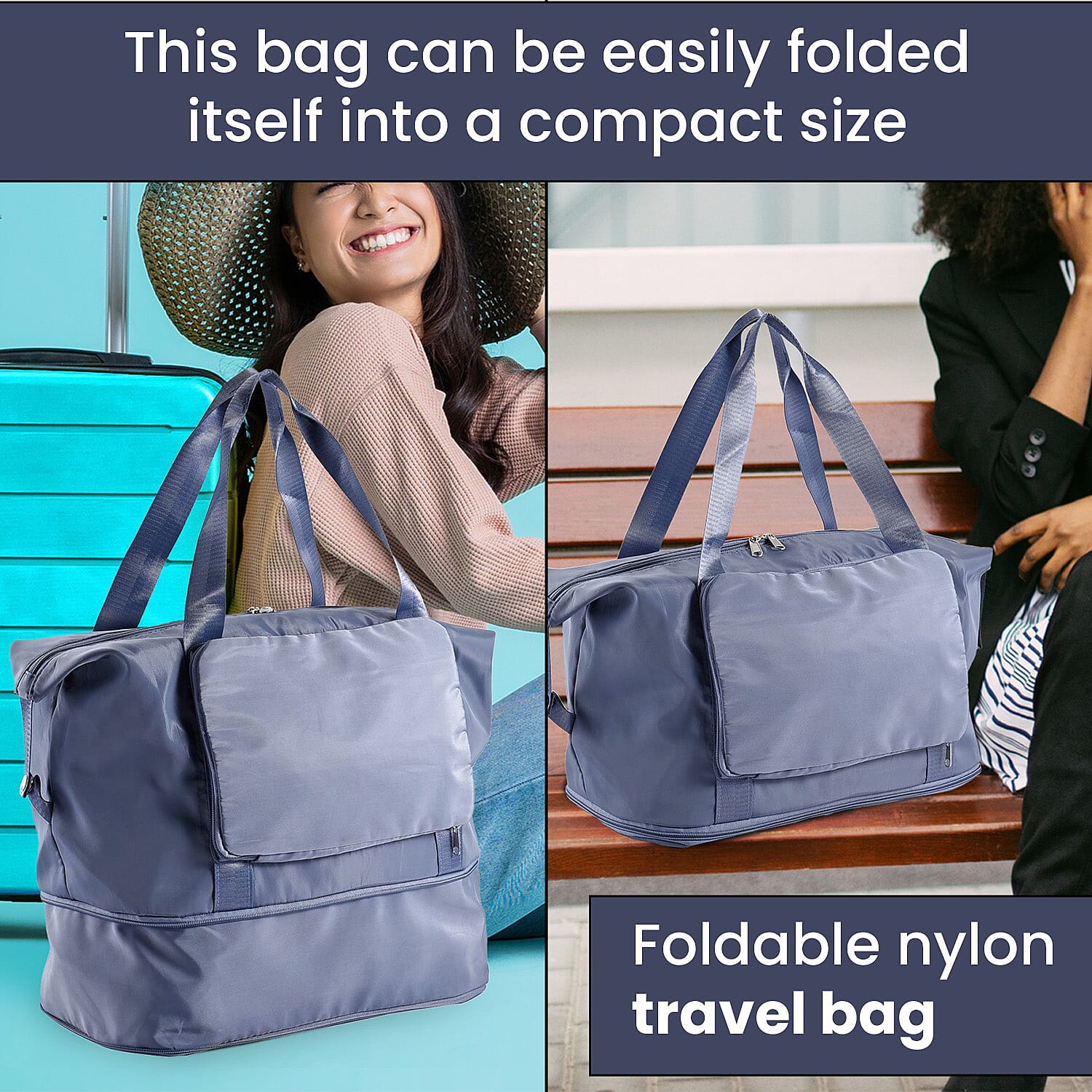 Foldable Waterproof Travel Bag (Size 40x28x23 Cm) - Blue