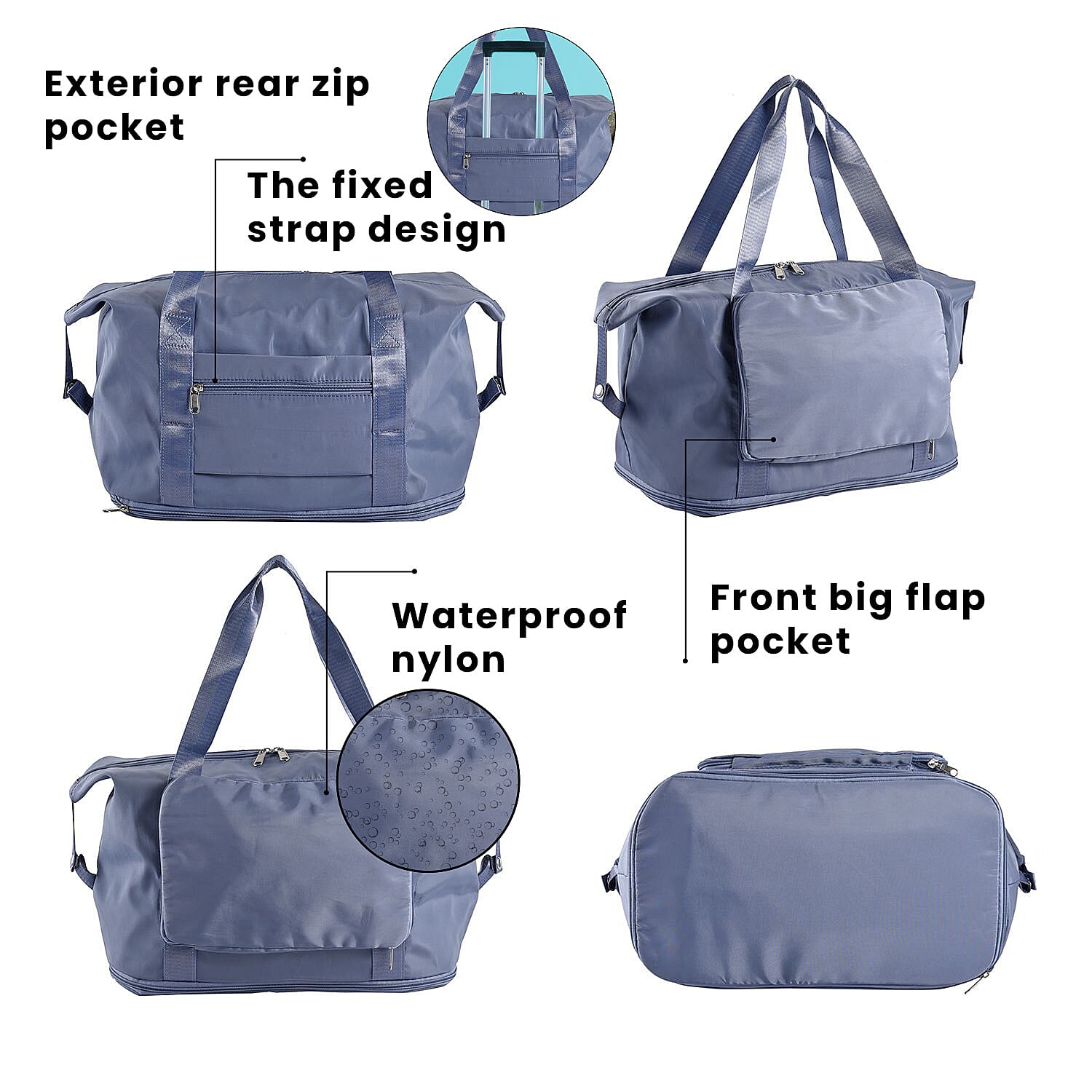 Foldable Waterproof Travel Bag (Size 40x28x23 Cm) - Blue
