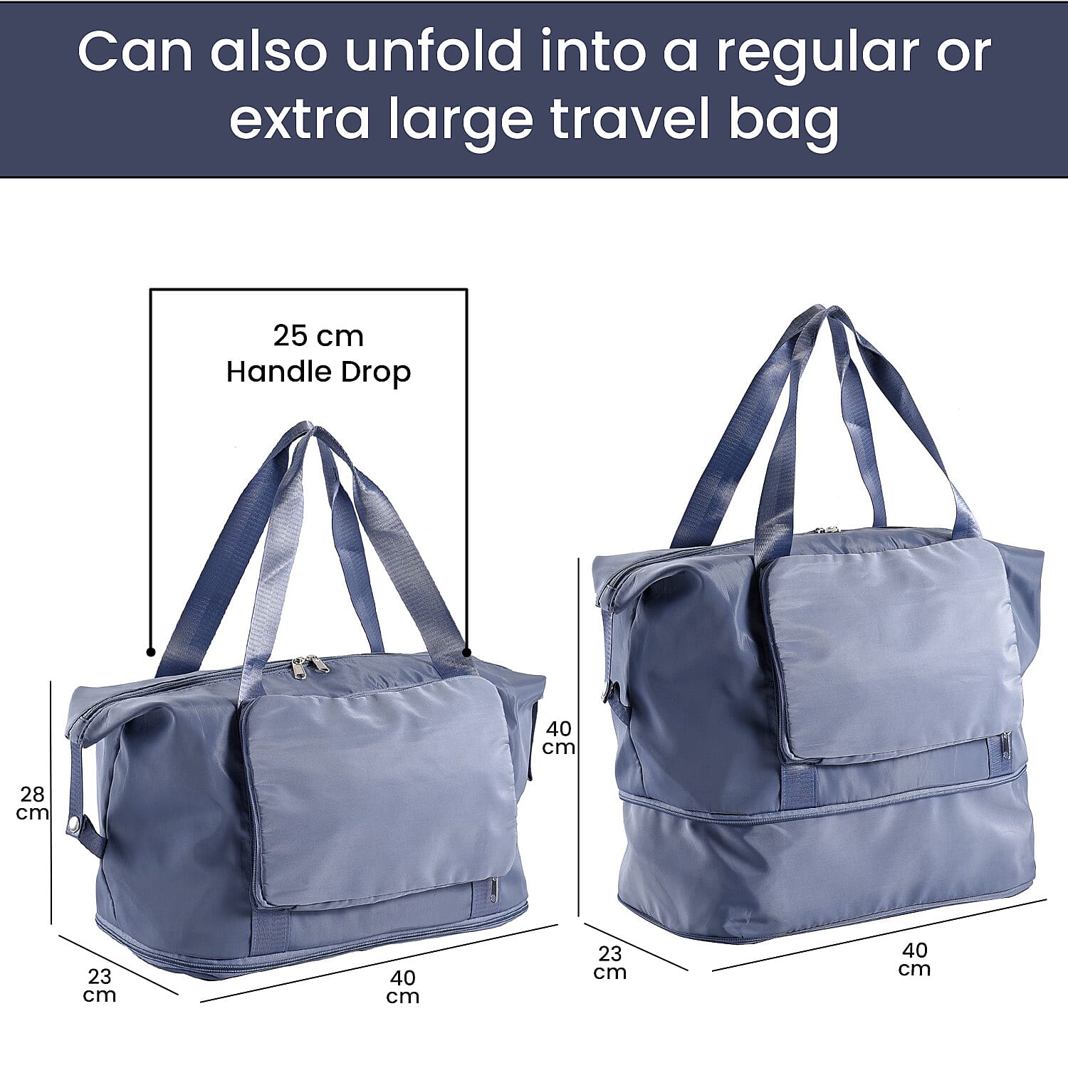 Foldable Waterproof Travel Bag (Size 40x28x23 Cm) - Blue