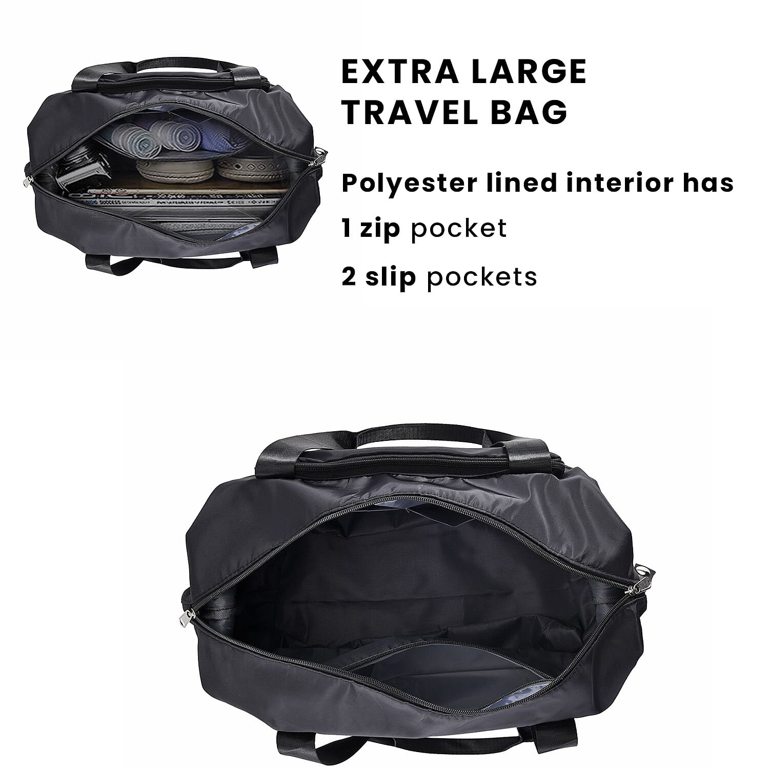 Foldable Waterproof Travel Bag (Size 40x28x23 Cm) - Black