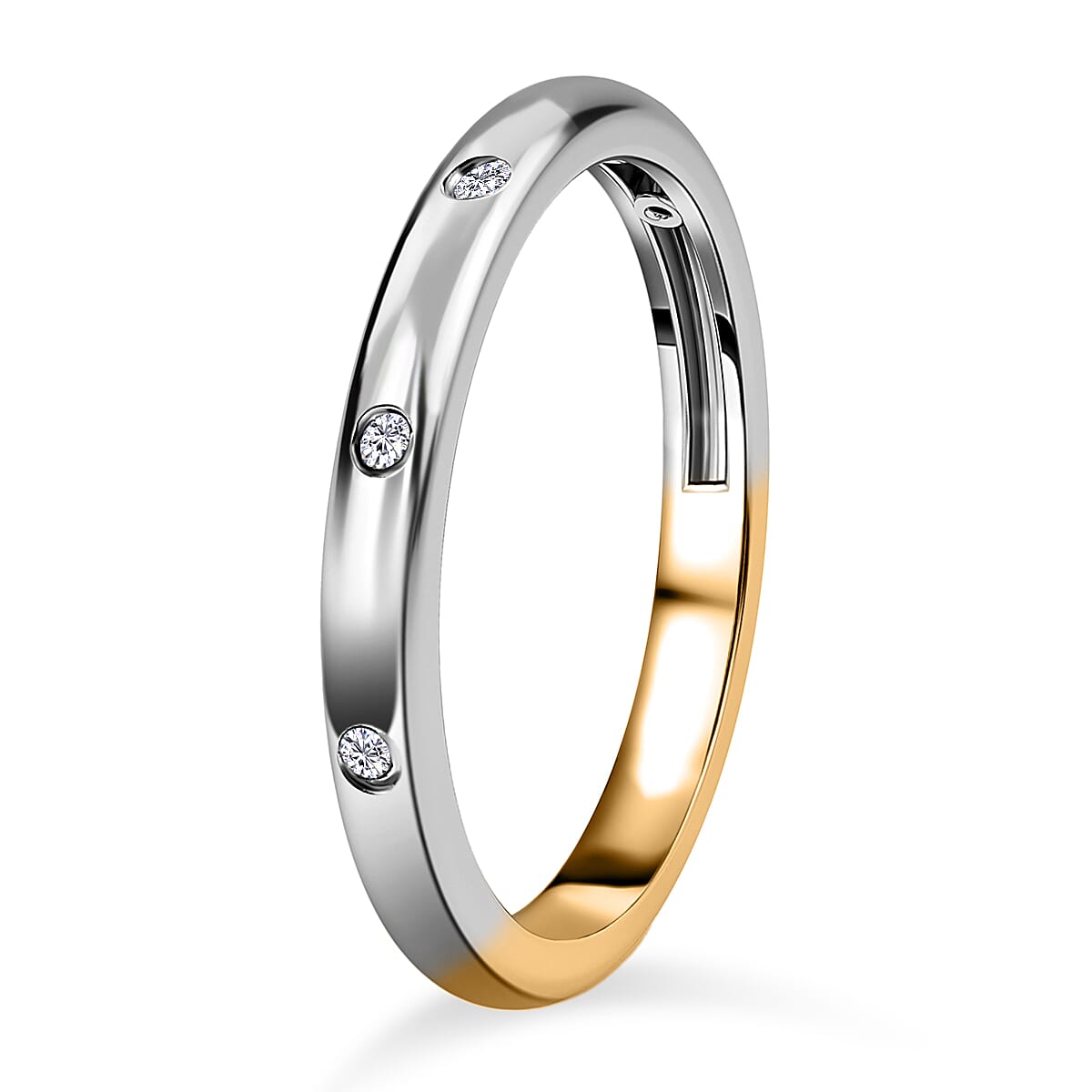 Diamond Band Ring in 18K Yellow Gold Vermeil & Platinum Plated Sterling Silver