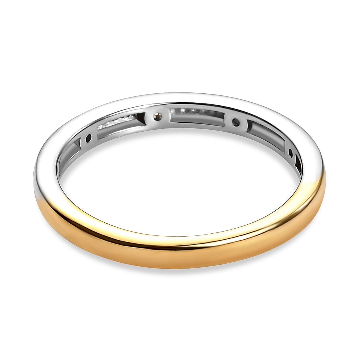 Diamond Band Ring in 18K Yellow Gold Vermeil & Platinum Plated Sterling Silver