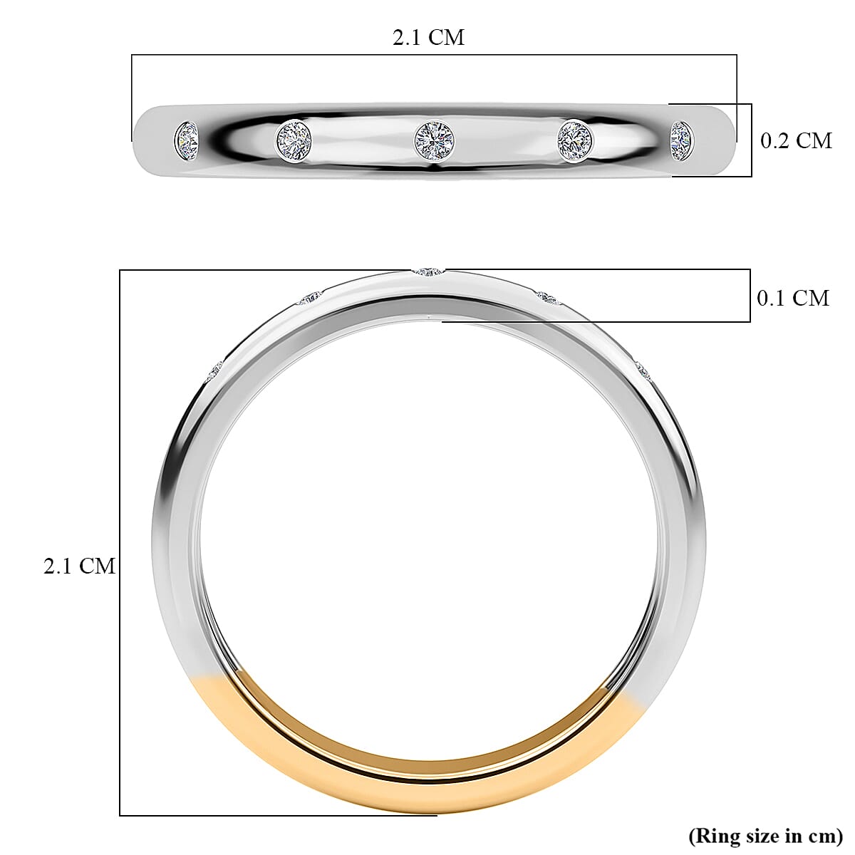 Diamond Band Ring in 18K Yellow Gold Vermeil & Platinum Plated Sterling Silver