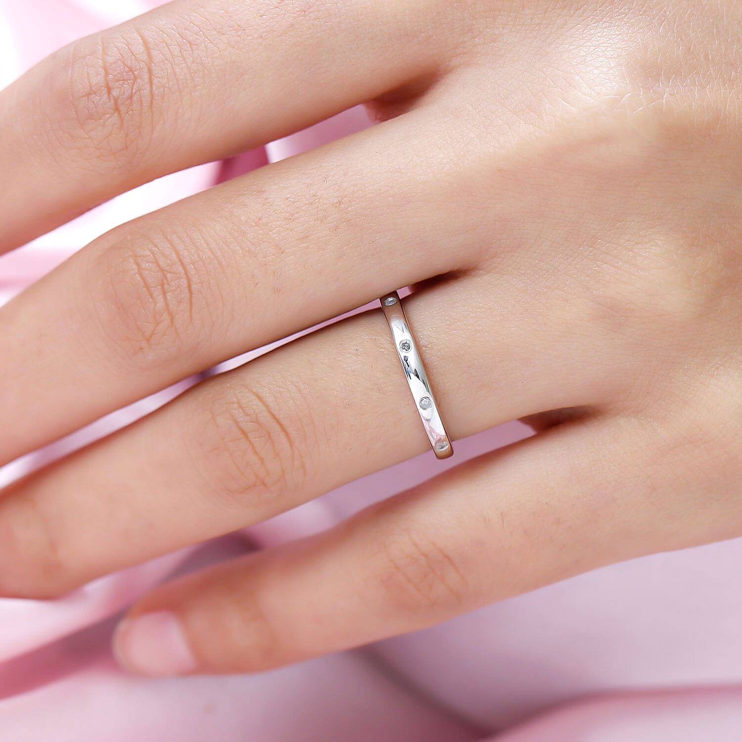 Diamond Band Ring in 18K Yellow Gold Vermeil & Platinum Plated Sterling Silver