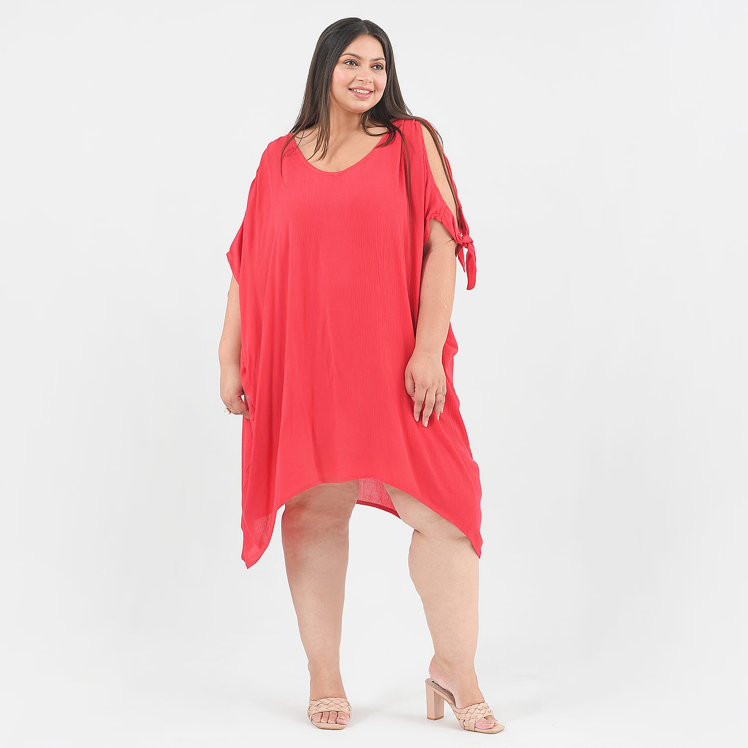 TAMSY 100% Viscose Women Dress (Size - One Size) - Red