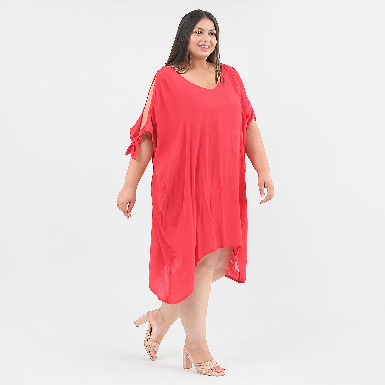 TAMSY 100% Viscose Women Dress (Size - One Size) - Red