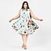 TAMSY Viscose Floral Screen Printed Umbrella Dress - Sky Blue