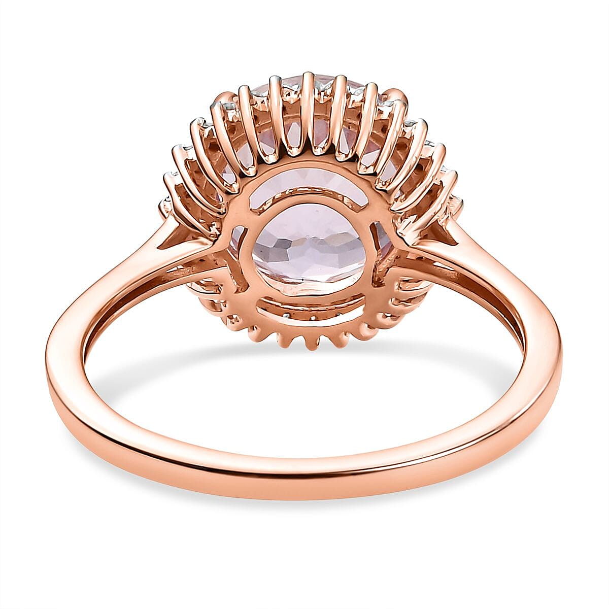 9K Rose Gold Kunzite and Diamond Ring 3.94 Ct.