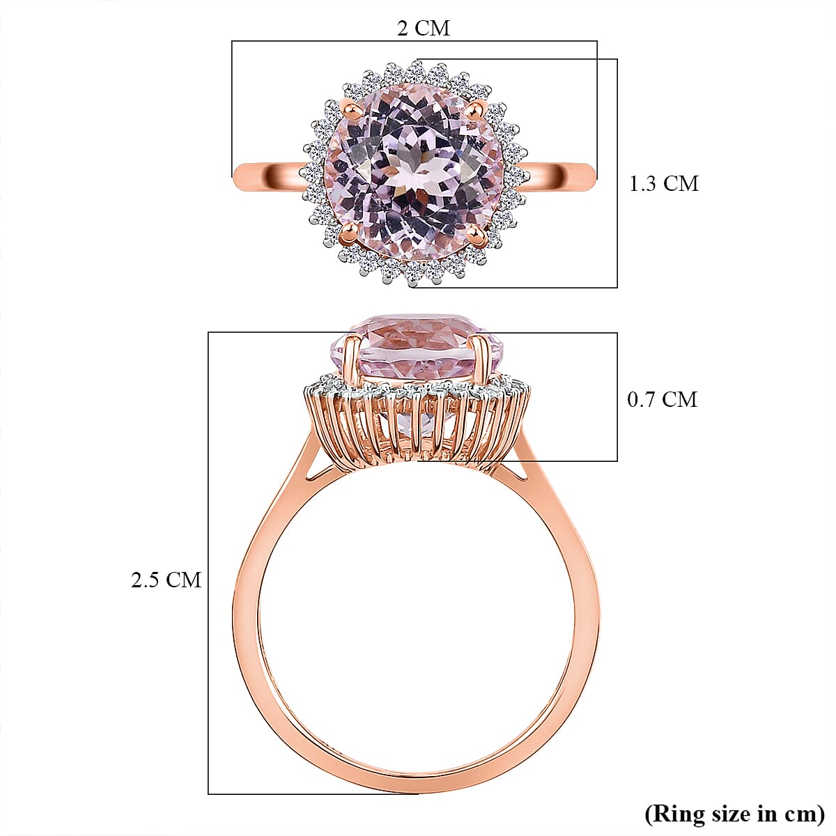 9K Rose Gold Kunzite and Diamond Ring 3.94 Ct.