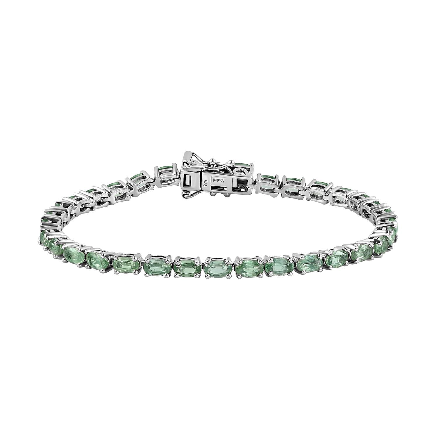 TJC Launch - Natural - Green Kyanite Bracelet (Size - 7) in Platinum Overlay Sterling Silver 10.69 Ct, Silver Wt. 8.01 Gms