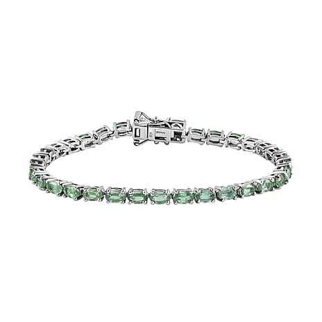 TJC Launch - Natural - Green Kyanite Bracelet (Size - 7) in Platinum Overlay Sterling Silver 10.69 Ct, Silver Wt. 8.01 Gms