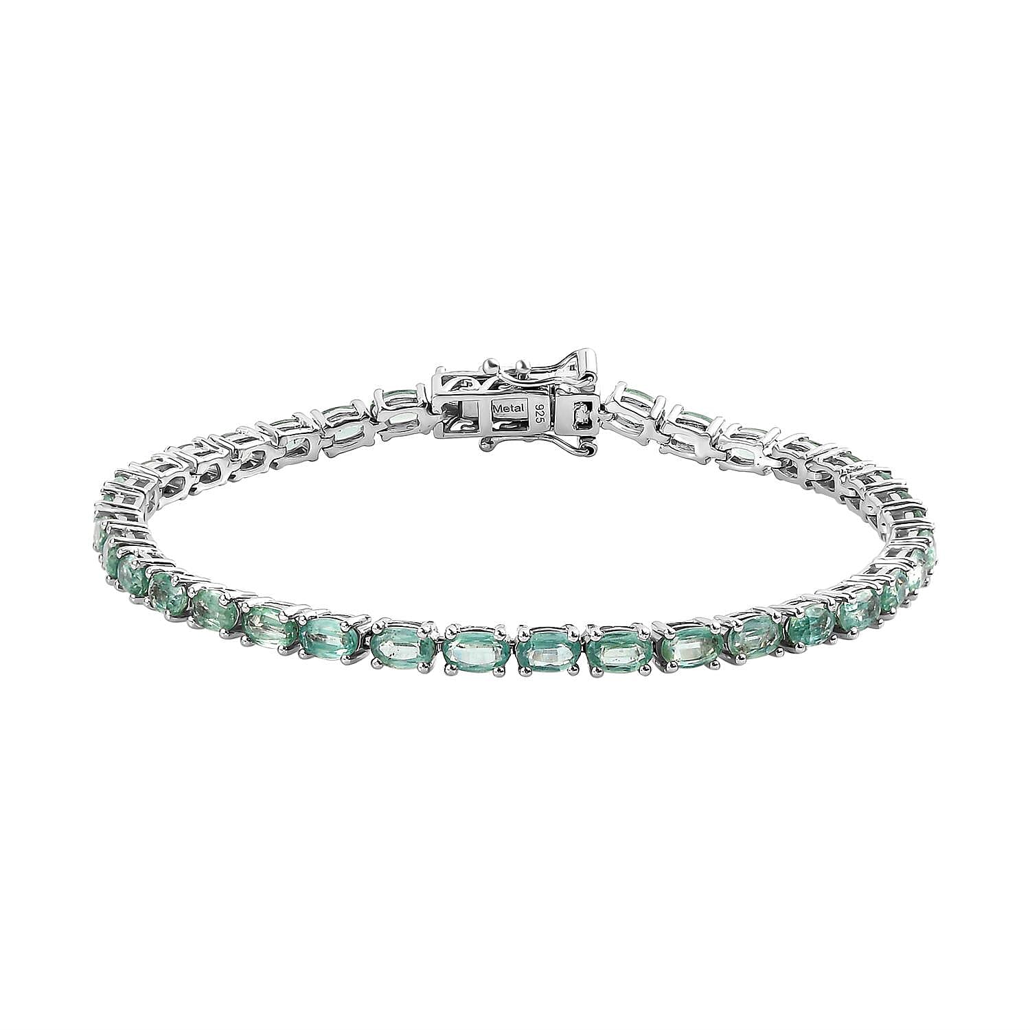 TJC Launch - Natural Green Kyanite Bracelet (Size - 7.5) in Platinum Overlay Sterling Silver 12.04 Ct, Silver Wt. 9.08 Gms