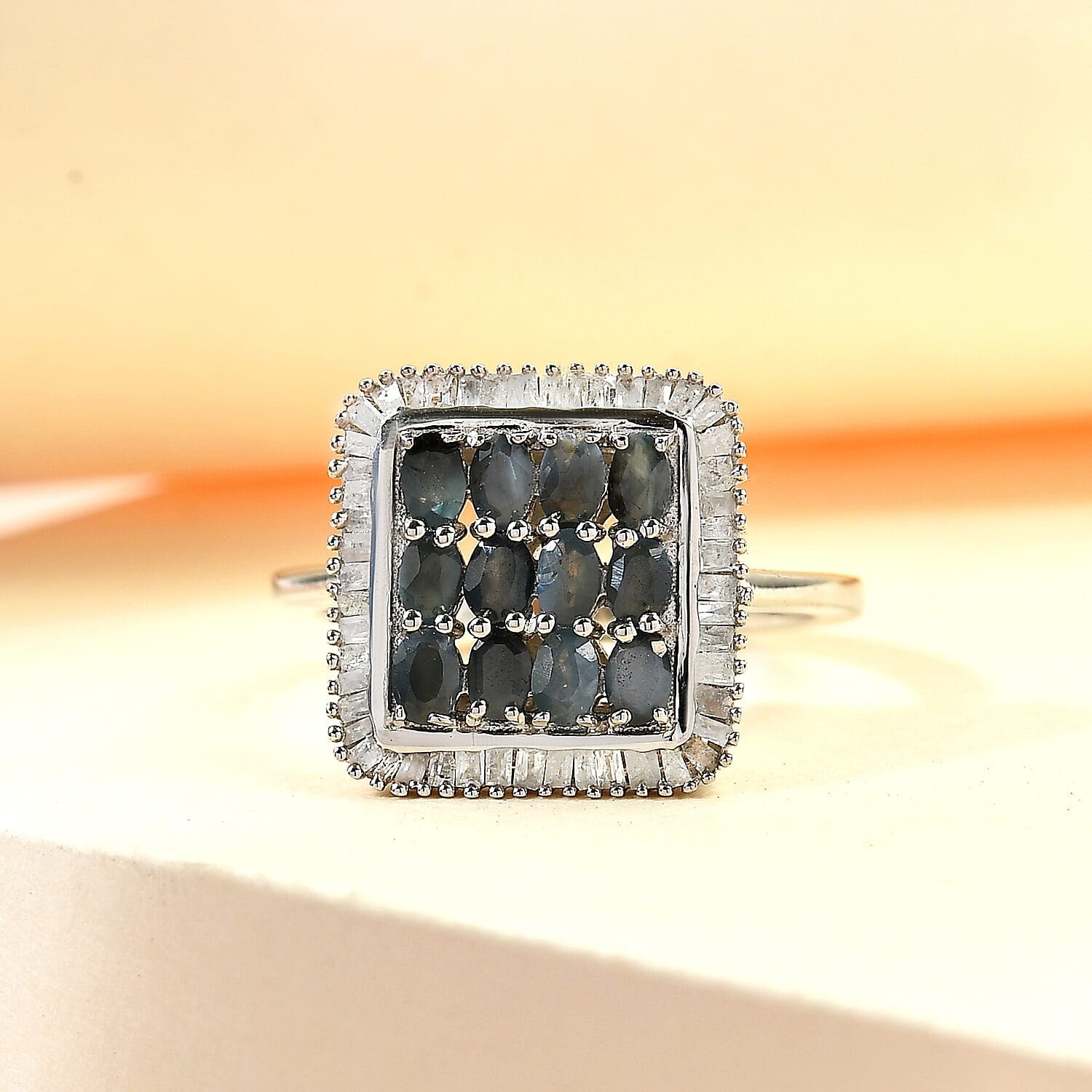 Alexandrite and Diamond Ring in Platinum Overlay Sterling Silver 1.25 Ct.