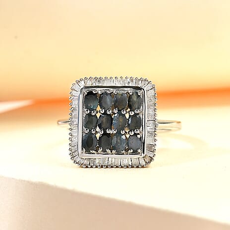 Alexandrite and Diamond Ring in Platinum Overlay Sterling Silver 1.25 Ct.