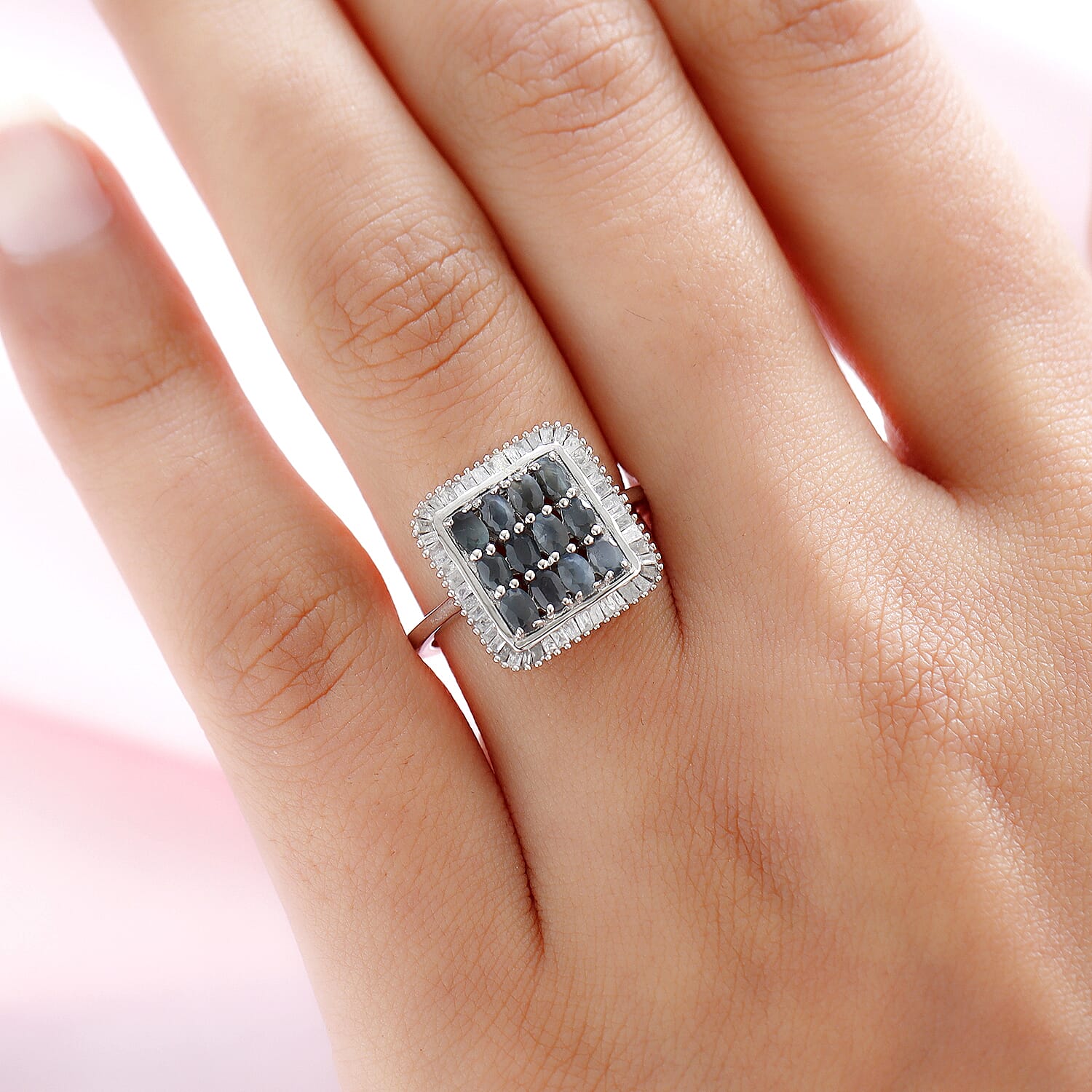 Alexandrite and Diamond Ring in Platinum Overlay Sterling Silver 1.25 Ct.