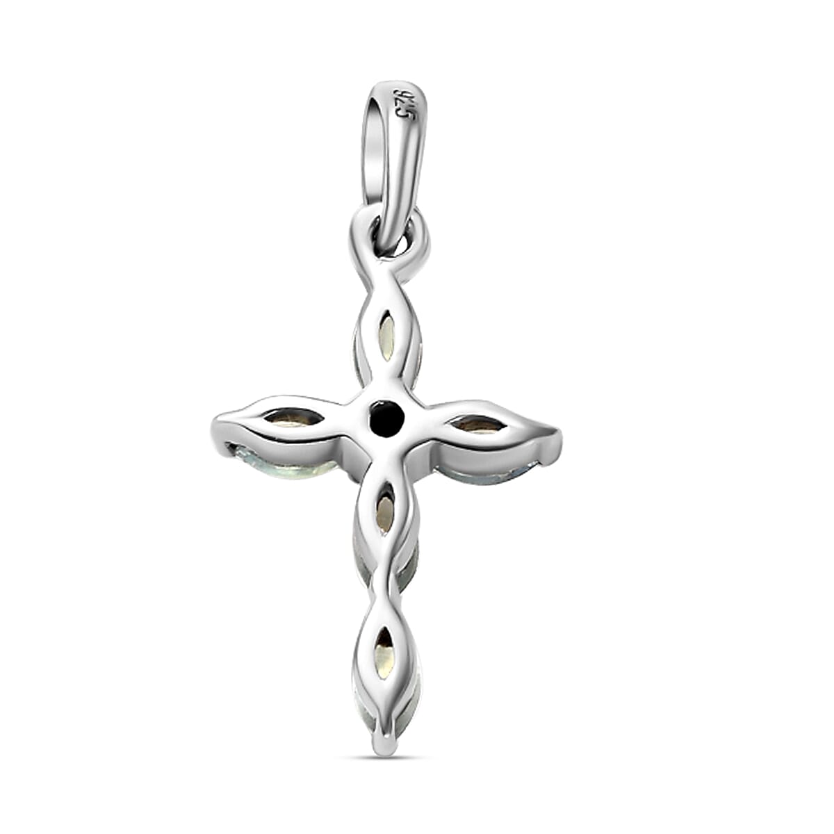Alexandrite and Natural Cambodian Zircon Cross Pendant in Platinum Overlay Sterling Silver