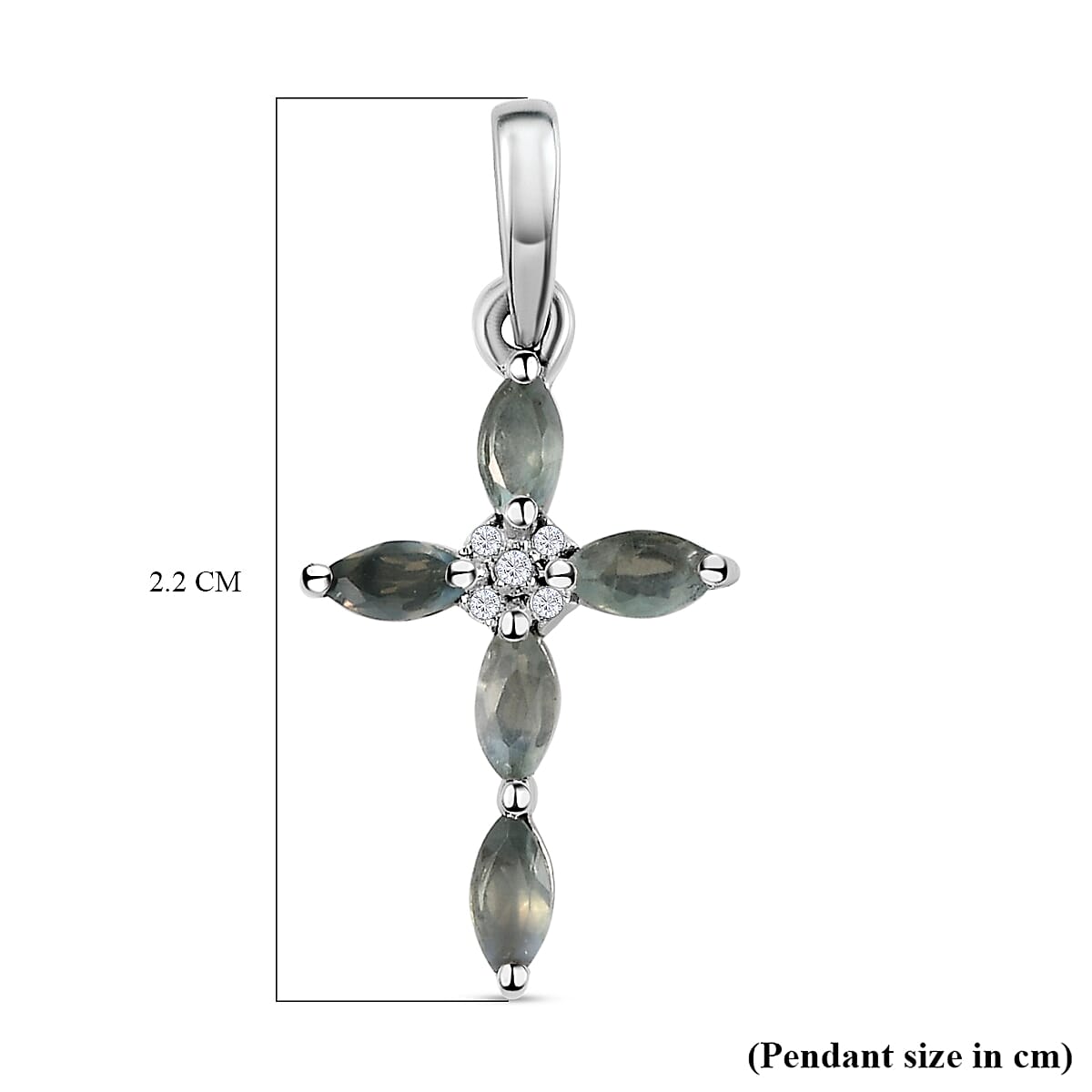 Alexandrite and Natural Cambodian Zircon Cross Pendant in Platinum Overlay Sterling Silver