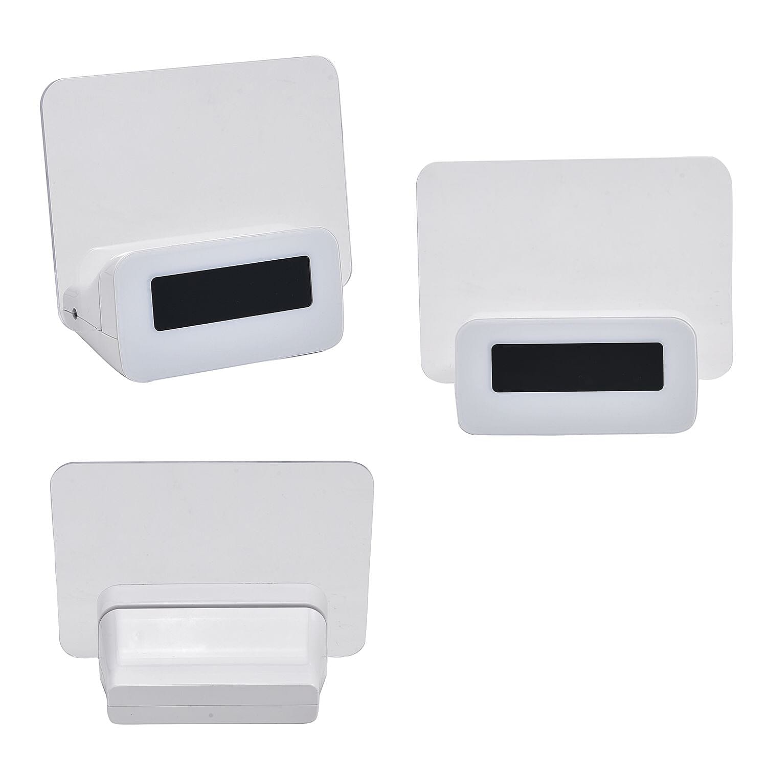 Message Board and Watercolour Pen Digital Alarm Clock with Green Light Display - White