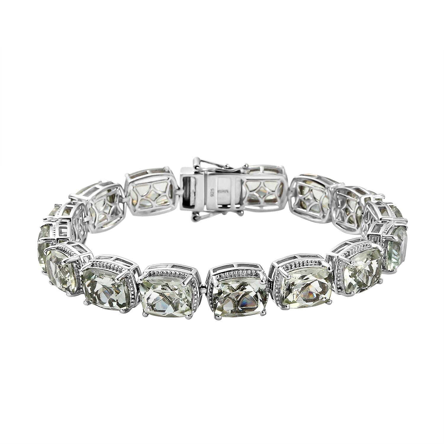 Parsolite Bracelet (Size - 7.5) with GB Lock Box in Platinum Overlay Sterling Silver 45.27 Ct, Silver Wt. 18.54 Gms.