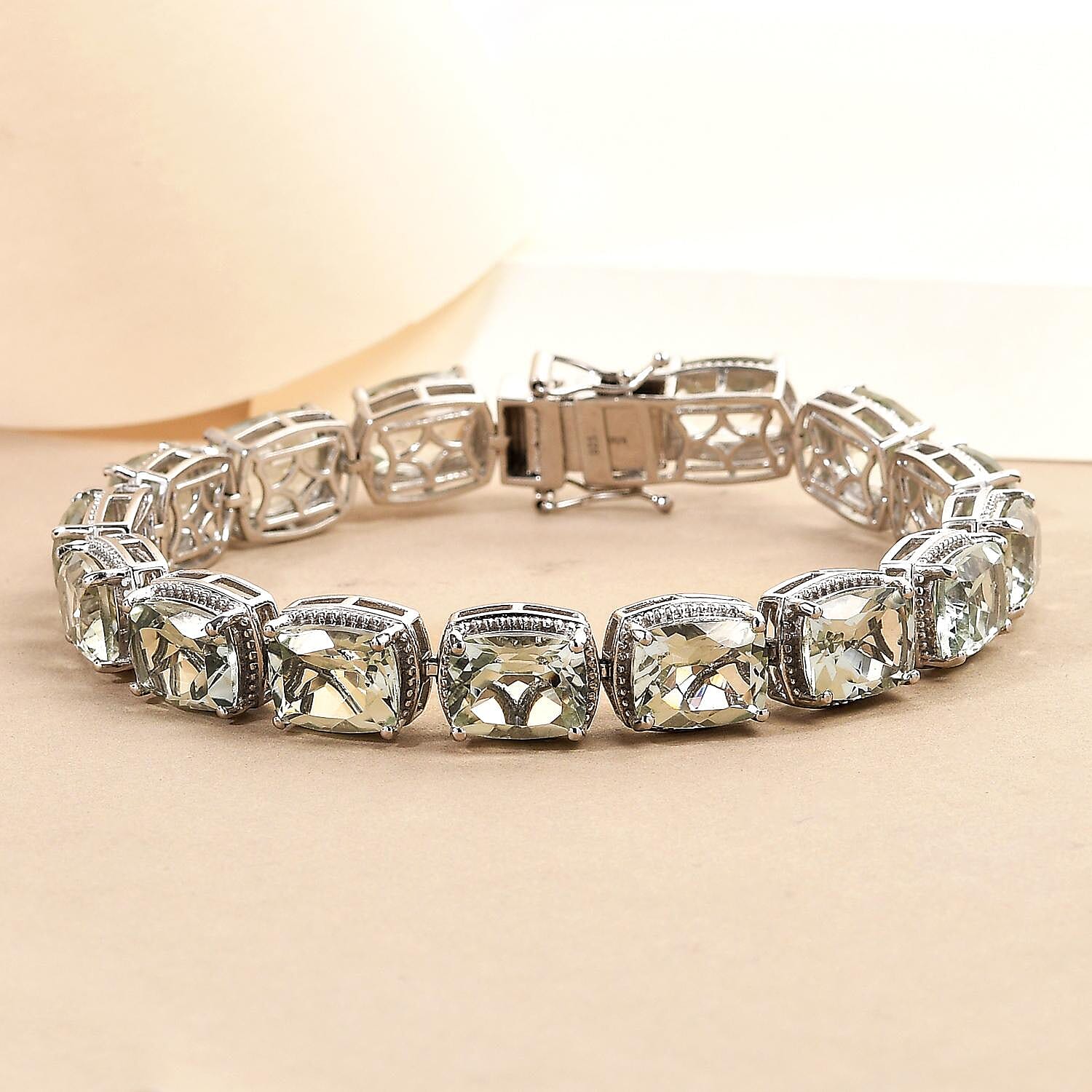 Parsolite Bracelet (Size - 7.5) with GB Lock Box in Platinum Overlay Sterling Silver 45.27 Ct, Silver Wt. 18.54 Gms.