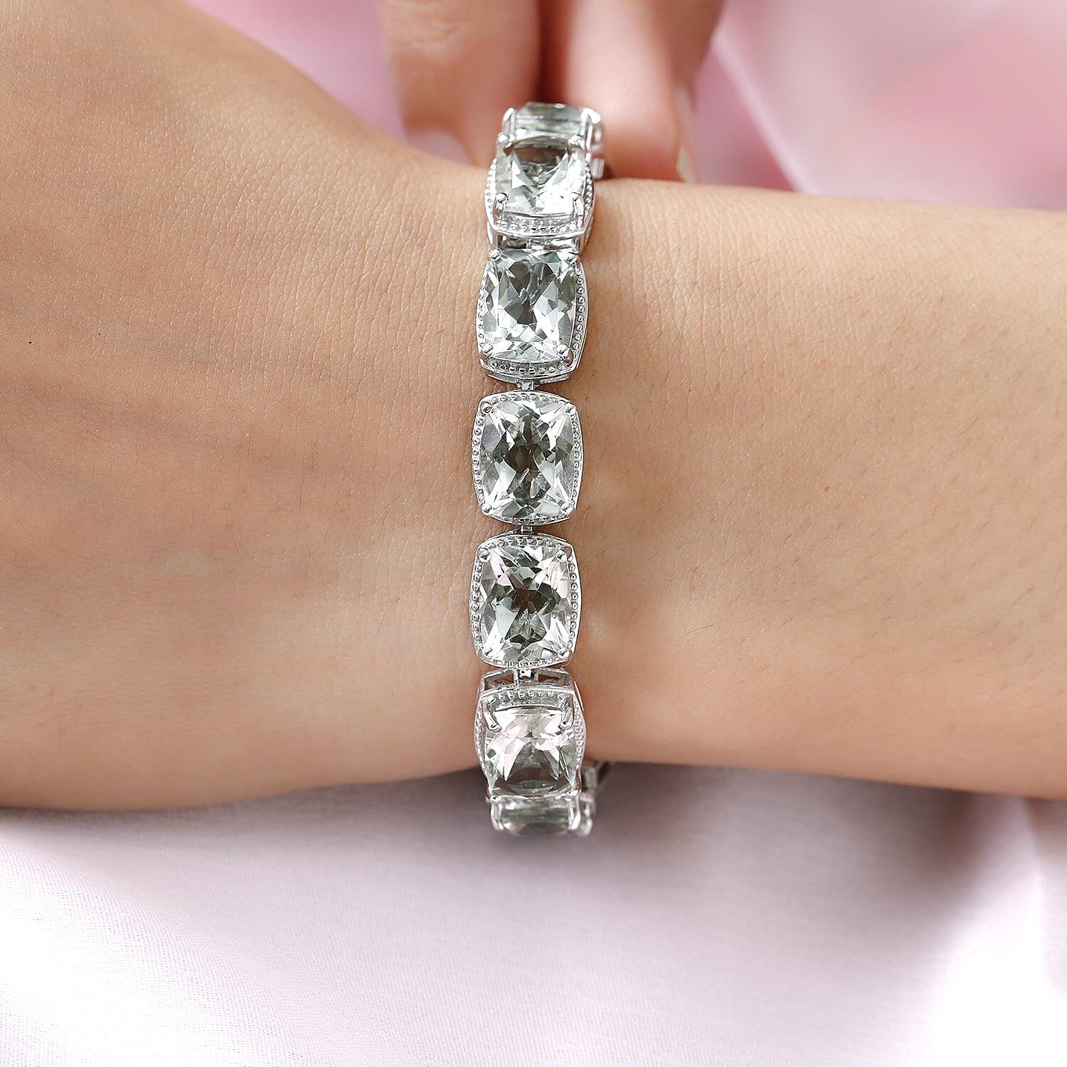 Parsolite Bracelet (Size - 7.5) with GB Lock Box in Platinum Overlay Sterling Silver 45.27 Ct, Silver Wt. 18.54 Gms.