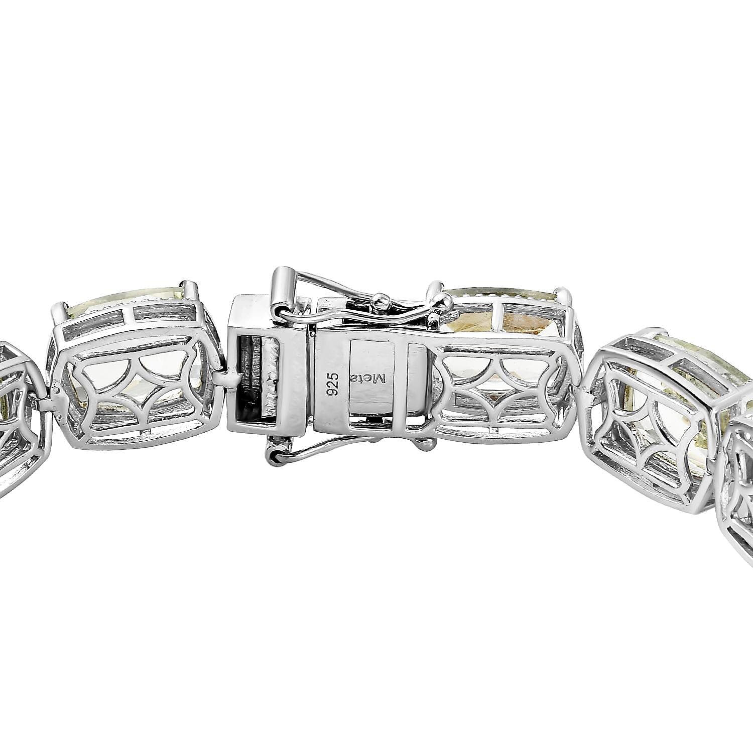 Parsolite Bracelet (Size - 7.5) with GB Lock Box in Platinum Overlay Sterling Silver 45.27 Ct, Silver Wt. 18.54 Gms.