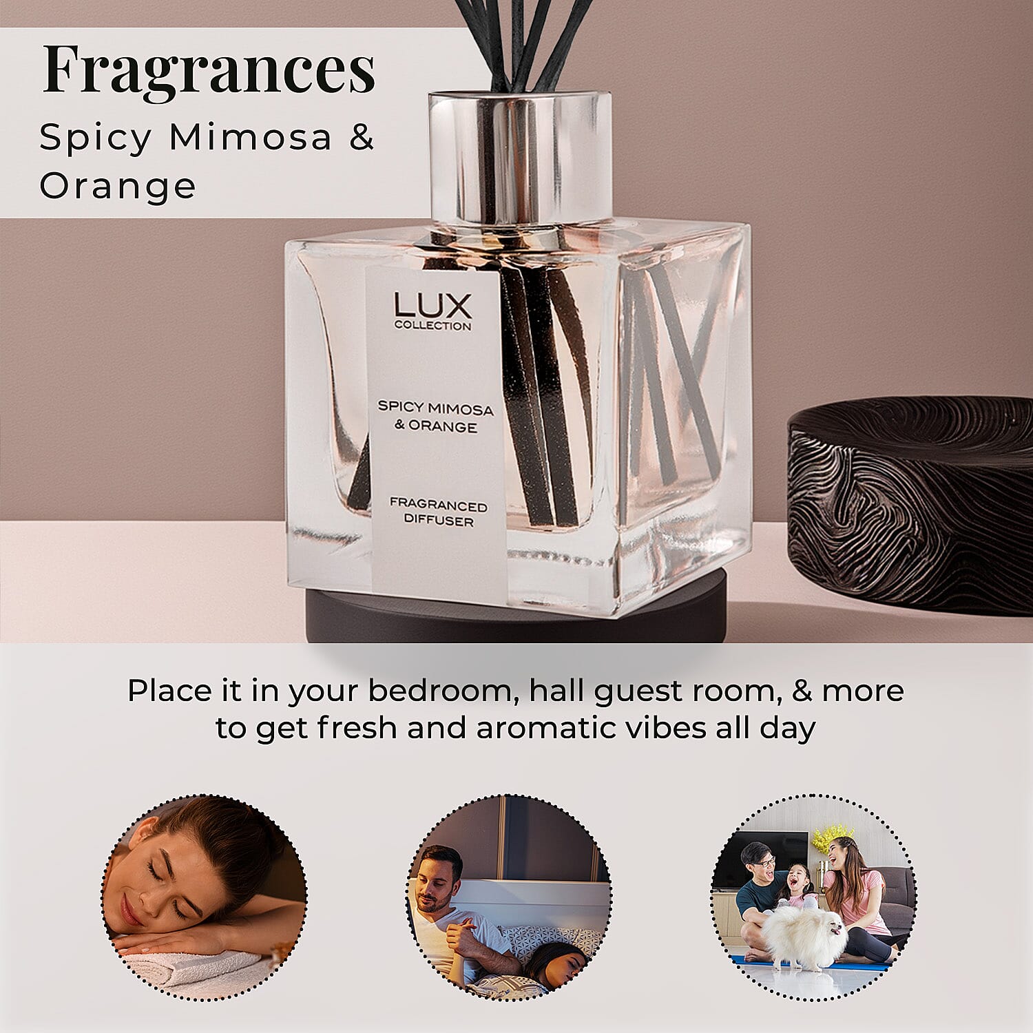 Laurelle Lux Collection- Spicy Mimosa & Orange Diffuser - 100ml