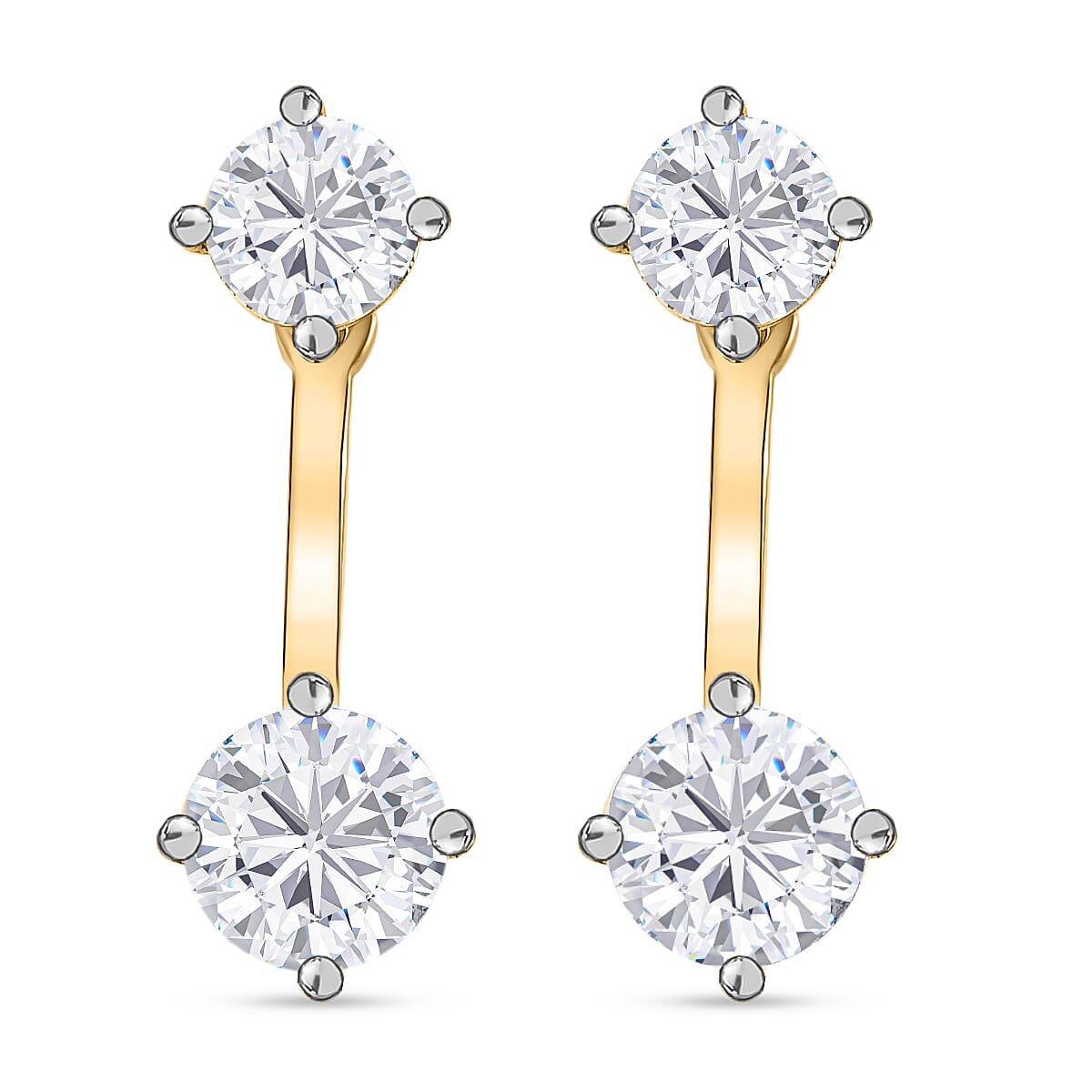 NY Closeout - ELANZA Simulated Diamond Earrings in 14K Gold Overlay Sterling Silver 6.93 Ct.