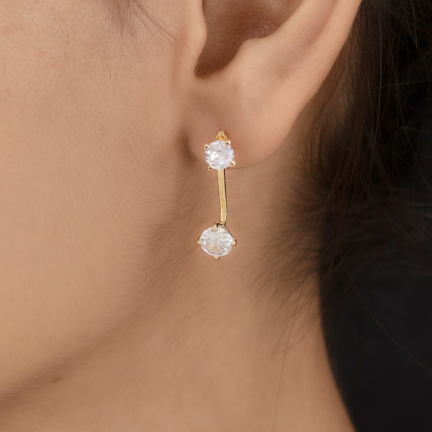 NY Closeout - ELANZA Simulated Diamond Earrings in 14K Gold Overlay Sterling Silver 6.93 Ct.