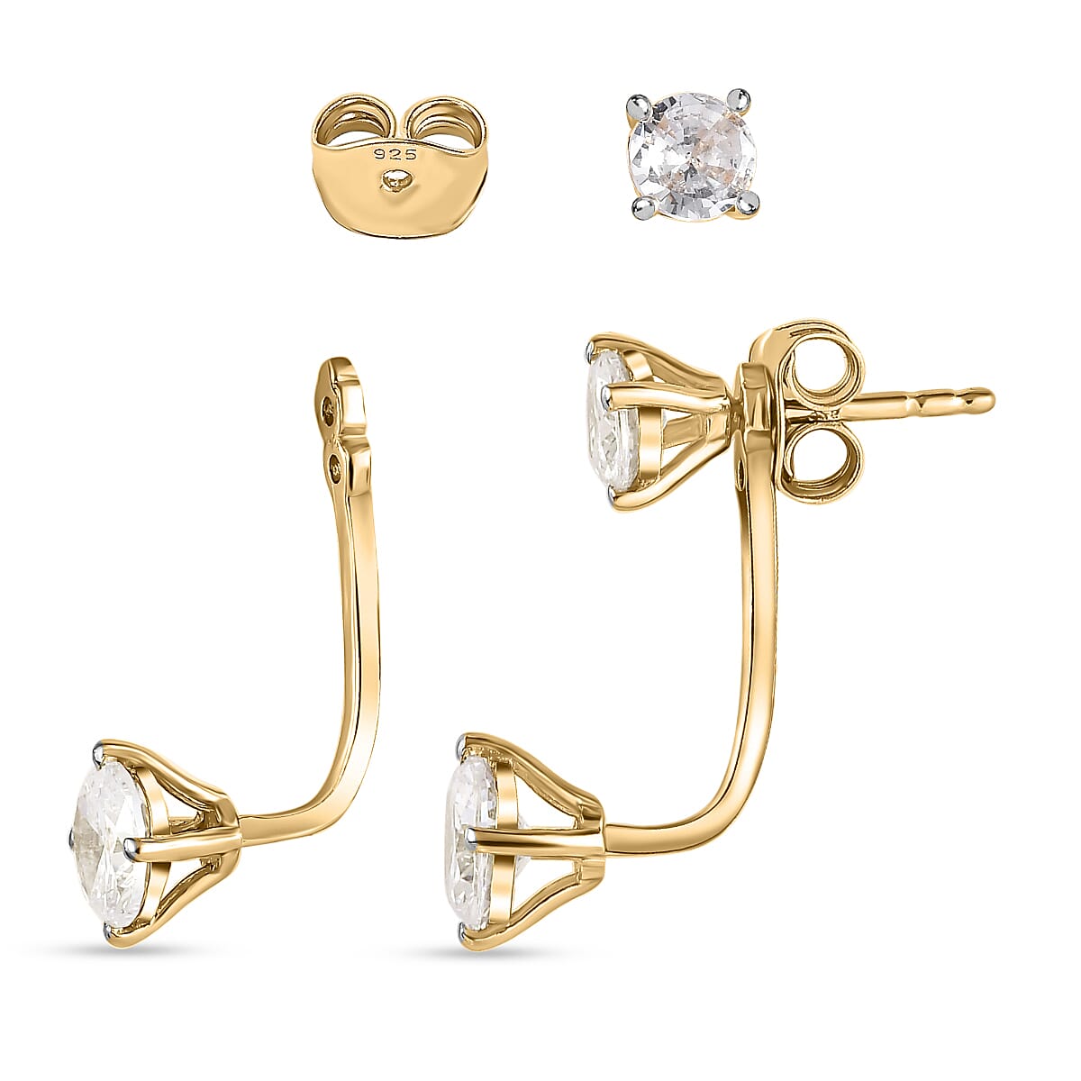 NY Closeout - ELANZA Simulated Diamond Earrings in 14K Gold Overlay Sterling Silver 6.93 Ct.