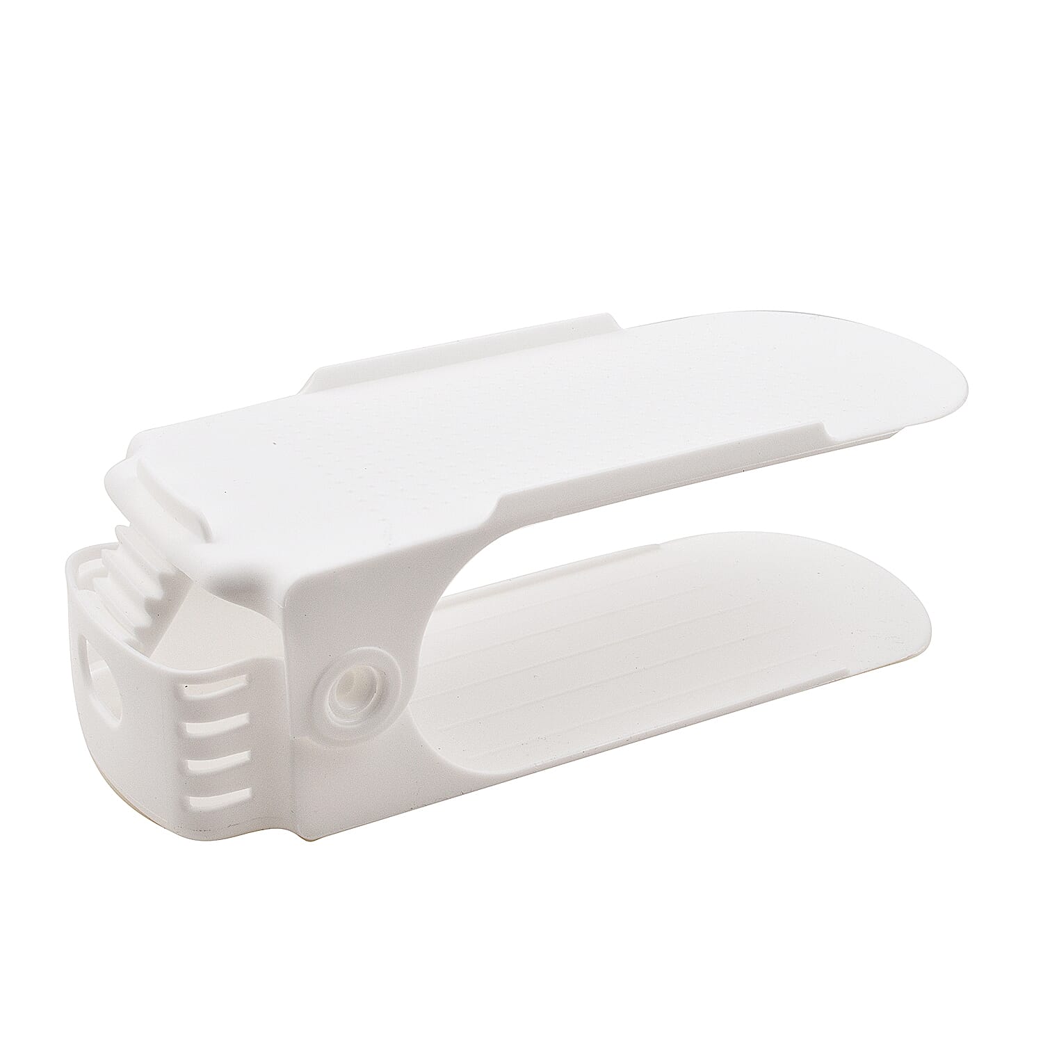 Pack of 12- Shoe Organizer with Shoe Slots, Adjustable Shoe Racks, Shoe Stacker-Shoe Holder Set, 3 Height-Adjustable, Space-Saving and Non-Slip Plastic - White