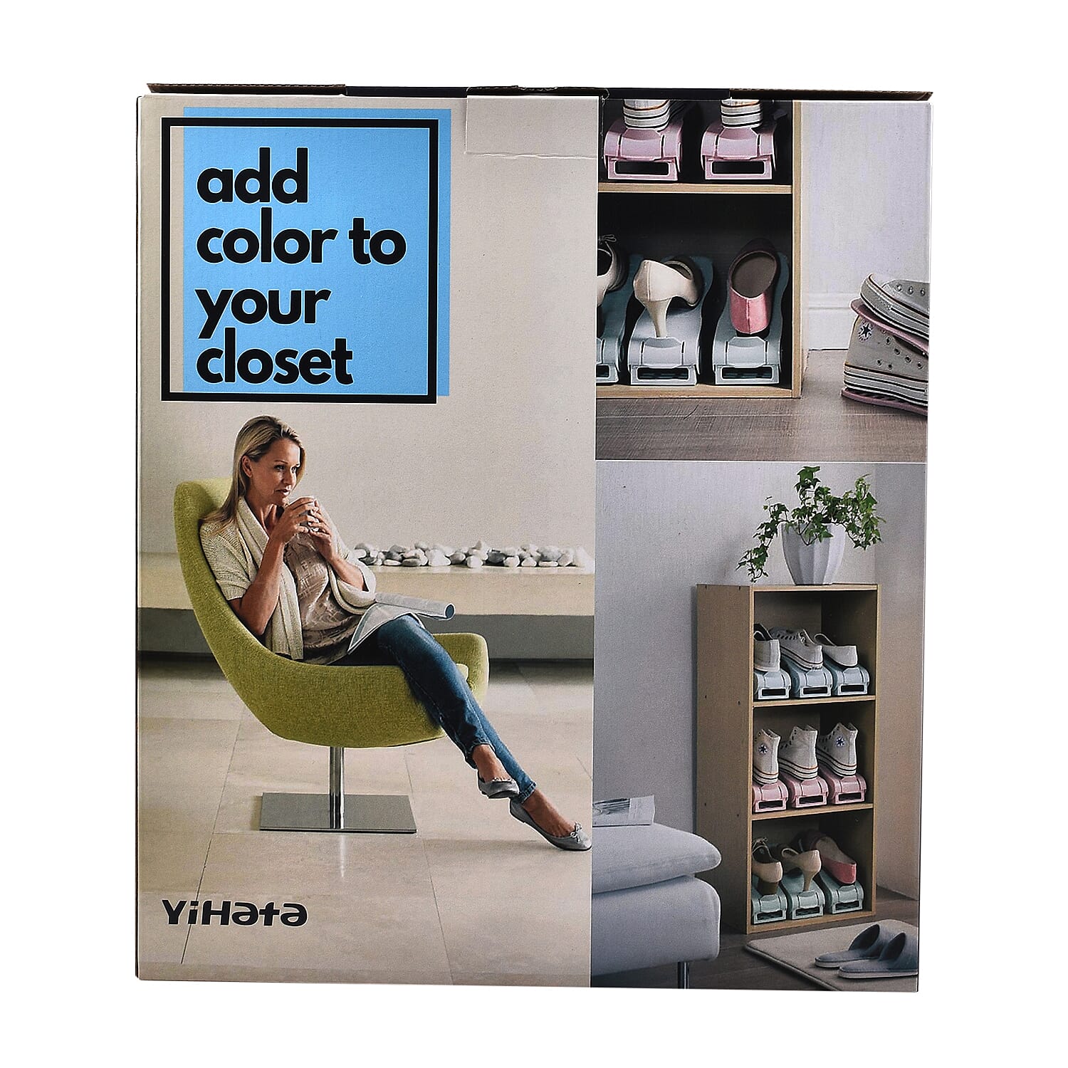 Pack of 12- Shoe Organizer with Shoe Slots, Adjustable Shoe Racks, Shoe Stacker-Shoe Holder Set, 3 Height-Adjustable, Space-Saving and Non-Slip Plastic - White