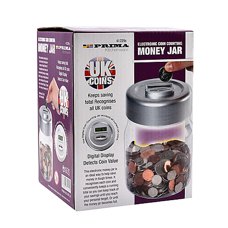 Black Series Digital Coin-Counting Money Jar with LCD Screen, Gray