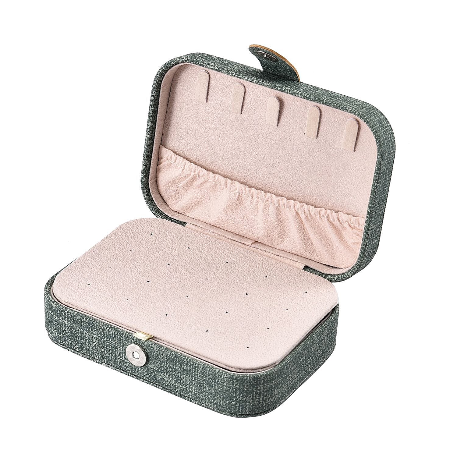 Texture Jewellery Organiser with Button Closure -  Green