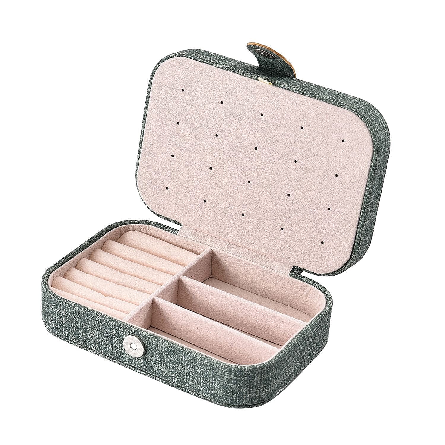 Texture Jewellery Organiser with Button Closure -  Green